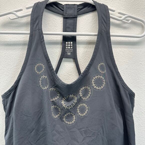 Title Nine Racerback Tank Top Shelf Bra Gray Med Nimberlene - Picture 4 of 12